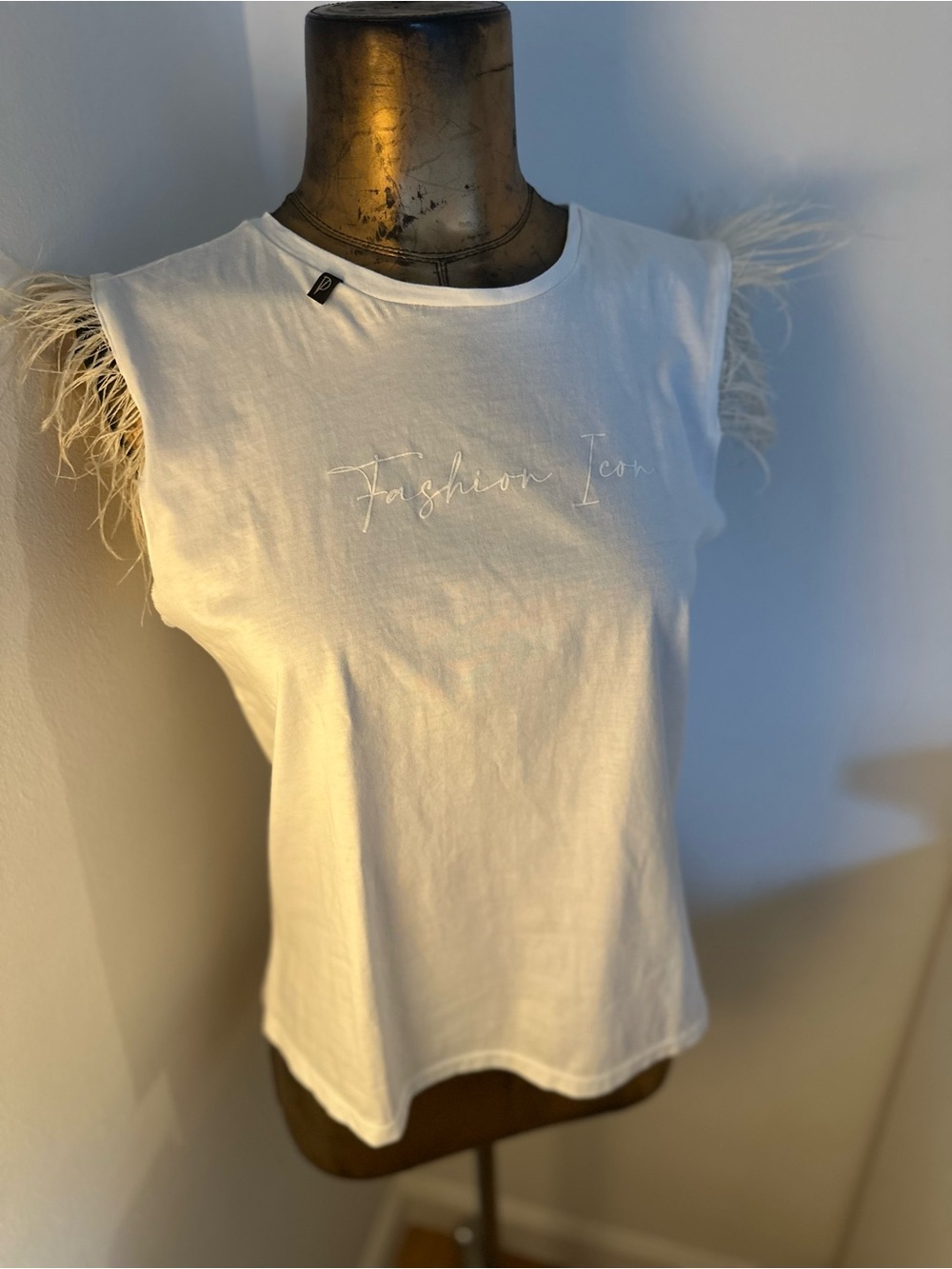 Fashion Icon Feather Sleeve White Tank - Women Tops